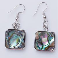 Abalone Shell Earring, Zinc Alloy, with Abalone Shell,  Square, for woman, mixed colors 