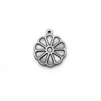 Stainless Steel Flower Pendant, Round, polished, silver color 