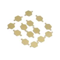 Brass Connector, Hexagon, plated, golden 