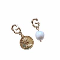 Boucles d'oreilles d'eau douce de Perle , laiton, avec perle, Plaqué d'or, Naturel & bijoux de mode & pour femme, Vendu par paire