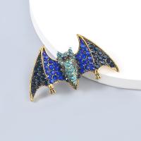 Halloween Brooch, Zinc Alloy, Bat, Halloween Design & fashion jewelry & for woman & with rhinestone, blue 