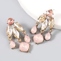 Zinc Alloy Rhinestone Drop Earring, plated, fashion jewelry & for woman & with rhinestone, white 