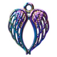 Wing Shaped Zinc Alloy Pendants, plated, DIY, multi-colored cm 