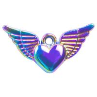 Pendentifs coeur en alliage de zinc, Coeur avec des ailes, Placage coloré, DIY, multicolore cm, Vendu par PC