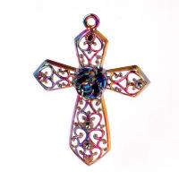 Цинкового сплава крест подвески, цинковый сплав, Kресты, разноцветная плакировка, DIY, разноцветный длина:45 см, продается PC