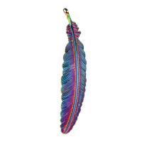 Цинковый сплав перо подвески, цинковый сплав, Форма пера, разноцветная плакировка, DIY, разноцветный длина:45 см, продается PC