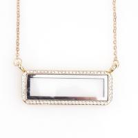Floating Charm Necklace, Zinc Alloy, with Glass, Rectangle, plated, Unisex & with rhinestone cm 