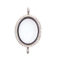 Zinc Alloy Floating Connector Locket, with Glass, plated, DIY & with rhinestone 
