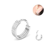 Titanium Steel Huggie Hoop Earring, Donut, Unisex & micro pave cubic zirconia, original color 