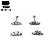 Titanium Steel Piercing Earring, with Opal, Geometrical Pattern & for woman 
