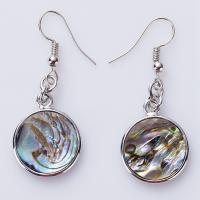 Abalone Shell Earring, Zinc Alloy, with Abalone Shell, Round, for woman, mixed colors 
