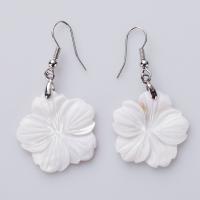Freshwater Shell Earring, Zinc Alloy, with Freshwater Shell, petals, for woman, mixed colors 