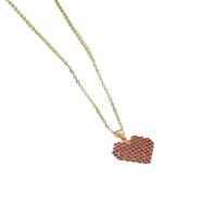Cubic Zircon Micro Pave Brass Necklace, Heart, plated, micro pave cubic zirconia & for woman, golden cm 