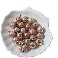 Cultured Freshwater Pearl Brass Pendant, with Freshwater Pearl, Round, mixed colors, 13mm 