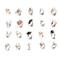 Cultured Freshwater Pearl Finger Ring, with Stainless Steel, for woman, mixed colors, 18mm 