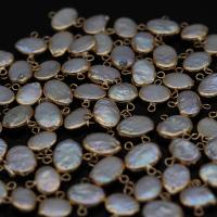 Natürliche kultivierte Süßwasserperlen Schmuckverbinder, mit Messing, flachoval, goldfarben plattiert, Modeschmuck & DIY, 10x18-12x20mm, verkauft von PC