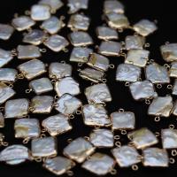 Natürliche kultivierte Süßwasserperlen Schmuckverbinder, mit Messing, Quadrat, goldfarben plattiert, Modeschmuck & DIY, 10x15-12x18mm, verkauft von PC