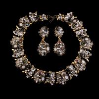 Rhinestone Zinc Alloy Jewelry Set, bracelet & earring & necklace, fashion jewelry & for woman 