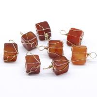 Red Agate Pendants, with Zinc Alloy, Cube, polished, DIY, red, 17mm 