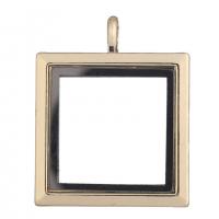 Zinc Alloy Floating Charm Pendant, with Glass,  Square, plated, DIY 