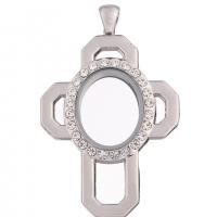 Zinc Alloy Floating Charm Pendant, with Glass, Cross, plated, DIY & with rhinestone 
