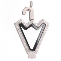 Zinc Alloy Floating Charm Pendant, with Glass, Umbrella, plated, DIY & with rhinestone 
