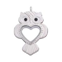Zinc Alloy Floating Charm Pendant, with Glass, Owl, plated, DIY & with rhinestone 