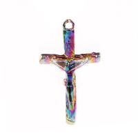 Цинкового сплава крест подвески, цинковый сплав, Инсус крест, разноцветная плакировка, DIY, разноцветный длина:45 см, продается PC