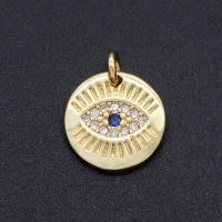 Cubic Zirconia Micro Pave Brass Pendant, plated, with eye pattern & DIY & micro pave cubic zirconia, mixed colors 