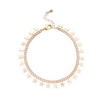 Brass Bracelets, Star, plated, for woman cm 