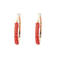Zinc Alloy Rhinestone Hoop Earring, Ruby Quartz, with Zinc Alloy, Round, plated, for woman, mixed colors 