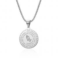 Stainless Steel Necklace, Flat Round, plated, with letter pattern & for man 29mm, 3mm Approx 23.6 Inch 
