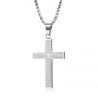 Stainless Steel Jewelry Necklace, Cross, plated, with letter pattern & for man 3mm Approx 23.6 Inch 