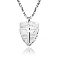 Stainless Steel Necklace, Shield, plated, with cross pattern & with letter pattern & for man 3.5mm Approx 23.6 Inch 