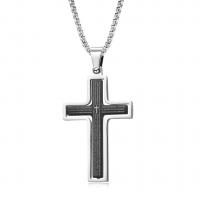 Stainless Steel Jewelry Necklace, Cross, plated, rotatable & Unisex & with letter pattern 2.5mm Approx 23.6 Inch 