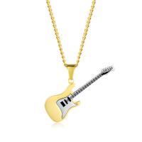 Titanium Steel Jewelry Necklace, with 1.96inch extender chain, Guitar, plated, Unisex & twist oval chain 3mm Approx 23.6 Inch 