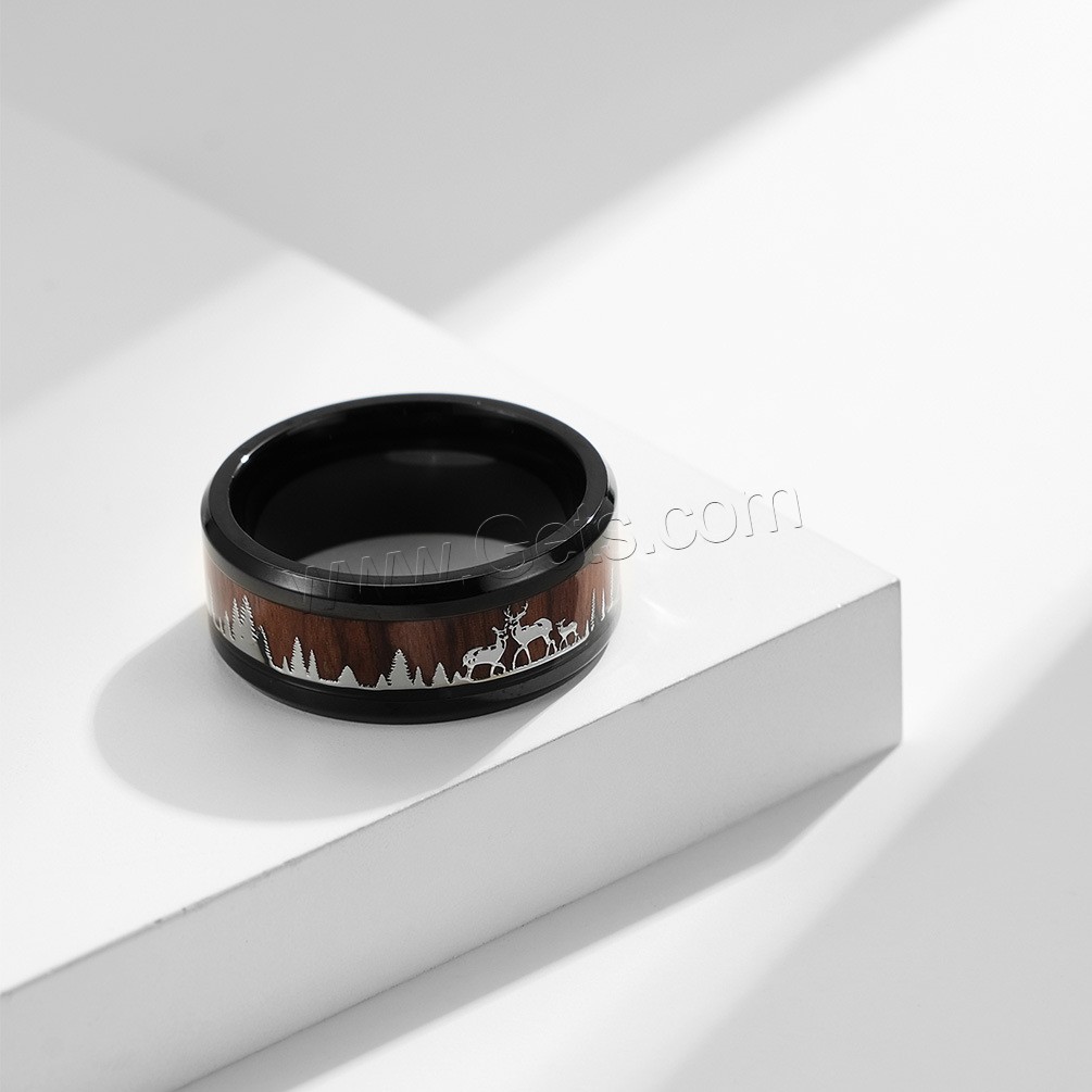 Титан Сталь палец кольцо, Вольфрама сталь, с деревянный, Другое покрытие, Мужская & разный размер для выбора, Много цветов для выбора, 9mm, размер:7-13, продается PC