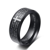 Titanium Steel Finger Ring, plated, Unisex & with letter pattern 8mm, US Ring 