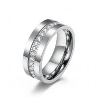 Titanium Steel Finger Ring, plated, Unisex & micro pave cubic zirconia 8mm, US Ring 