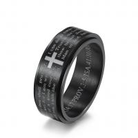 Titanium Steel Finger Ring, plated, rotatable & Unisex & with letter pattern 8mm, US Ring 