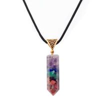 Gemstone Necklaces, with PU Leather Cord, Unisex, multi-colored Approx 19.68 Inch 