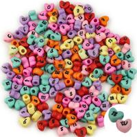 Acryl Alphabet Perlen, Herz, DIY, keine, 11.5x10.5x7.5mm, 100PCs/Tasche, verkauft von Tasche
