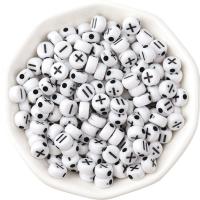 Acrylic Number Bead, Round, DIY, white and black 