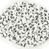 Acryl Alphabet Perlen, rund, DIY, gemischte Farben, 7x4mm, 100PCs/Tasche, verkauft von Tasche