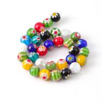 Millefiori Scheibe Lampwork Perlen, rund, DIY, gemischte Farben, Länge:35 cm, verkauft von Strang