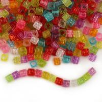Kunststoff Alphabet Perlen, Quadrat, DIY & mit Brief Muster, keine, 6mm, 100PCs/Tasche, verkauft von Tasche