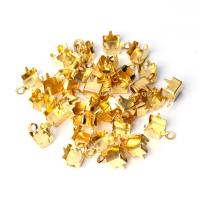 Ajuste colgante de latón de diamantes de imitación, metal, Cuadrado, chapado, dorado, 6mm, 100PCs/Bolsa, Vendido por Bolsa