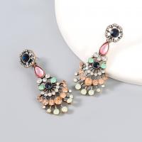 Zinc Alloy Rhinestone Drop Earring, with acrylic rhinestone, plated, fashion jewelry & for woman, multi-colored 