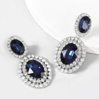 Zinc Alloy Rhinestone Drop Earring, plated, fashion jewelry & for woman & with glass rhinestone & with rhinestone 