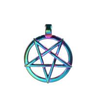 Zinc Alloy Star Pendant, pentagram, colorful plated, DIY, multi-colored cm 